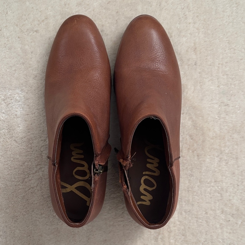 SAM. Women's Tan Leather Ankle Boots